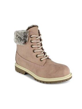 Unionbay Womens Mason Blush Faux Fur-Lined Lace-Up Boots Size 6.5 NEW